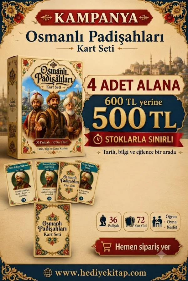 Dört adet Osmanlı Padişahları Kart Seti satış kampanyası tanıtım görseli